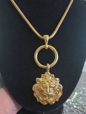 Anne Klein Gold Lion Head Pendant Necklace